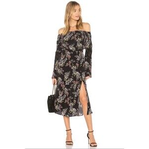 Stone Cold Fox x Raye REVOLVE Silk Floral Long Slv Midi Dress Slit Nicholson 1 S